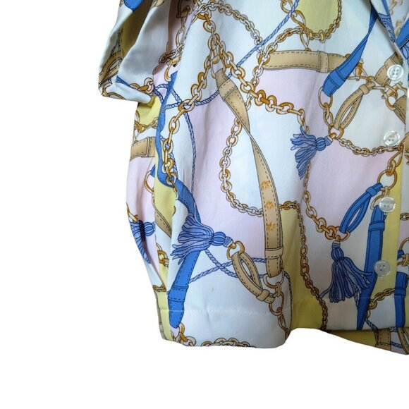 FOREVER 21 Contemporary Women's XS Short Sleeve Button Front Blouse Cropped - Picture 3 of 5